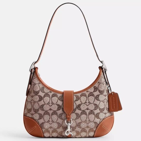 Coach Hampton's Hobo Bag in Crystal Signature Jacquard (Amber) - Picture 2 of 15